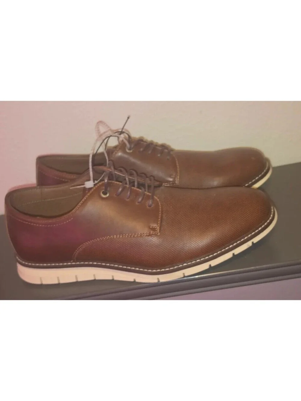 PARKER & SKY MEN'S BROWN PERFORATED OXFORD SNEAKERS CASUAL DRESS SHOES SIZE 10